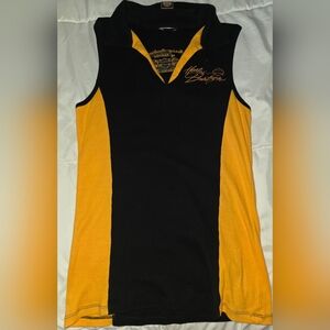 Harley-Davidson Women's Black and Yellow Top
